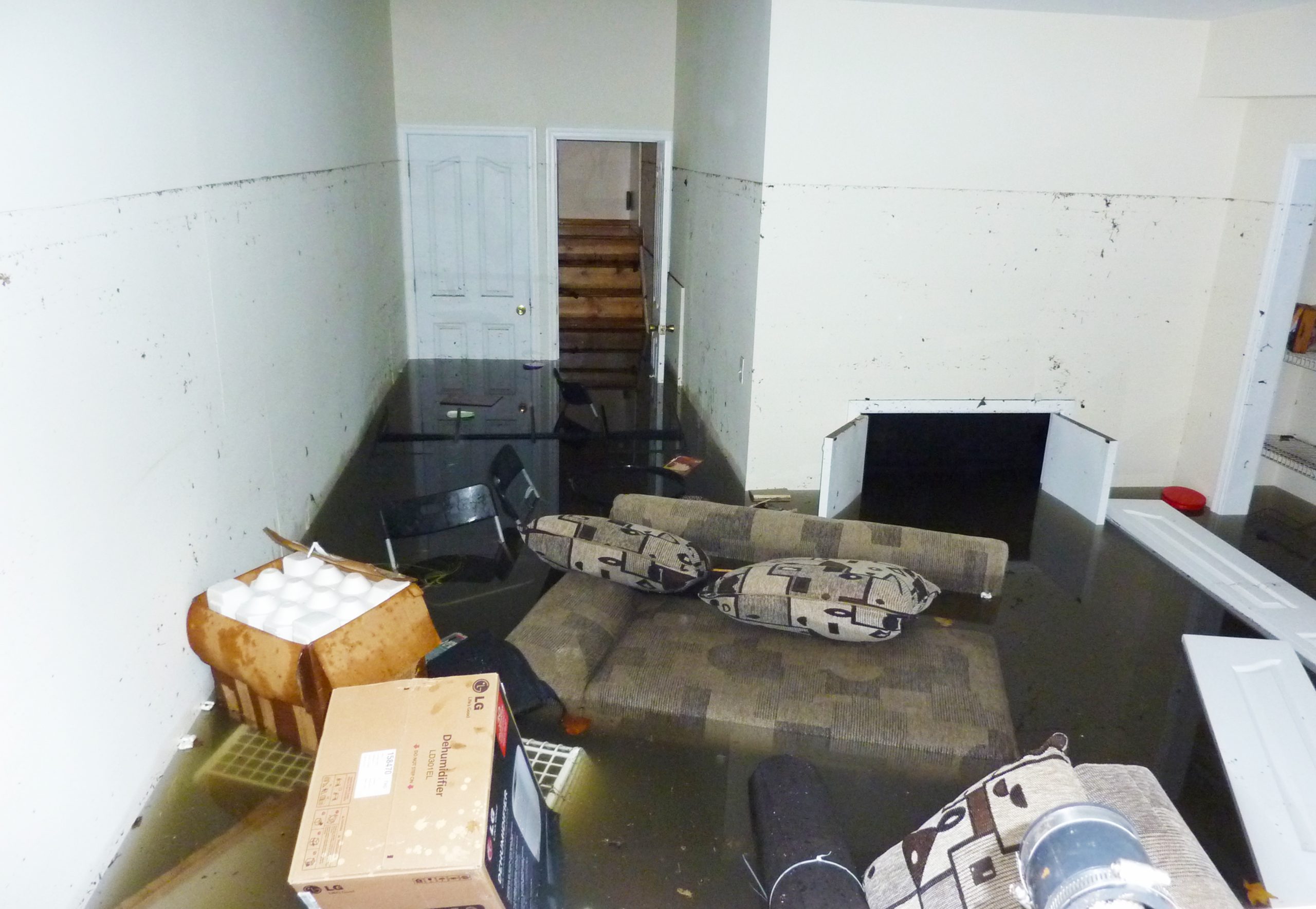 Completely flooded basement in North York, Toronto, Canada